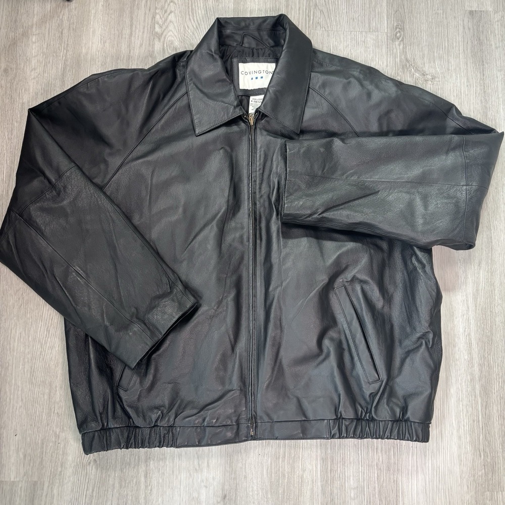 COVINGTON LEATHER MENS JACKET COAT BLACK XXL / 2XL‎ 50-52